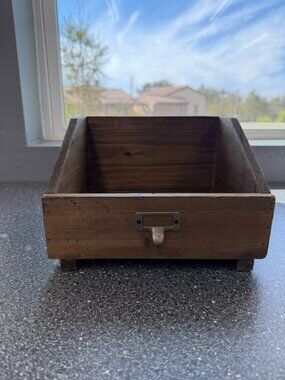 Rustic Wood File Organizer / Storage Bin – Farmhouse Desk & Office Decor